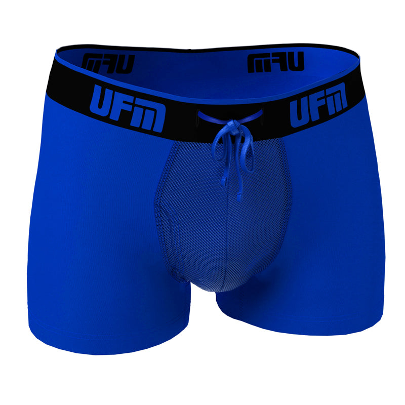 Mens Anti-Chafing Support Pouch Boxer Briefs Underwear with Flap for Balls