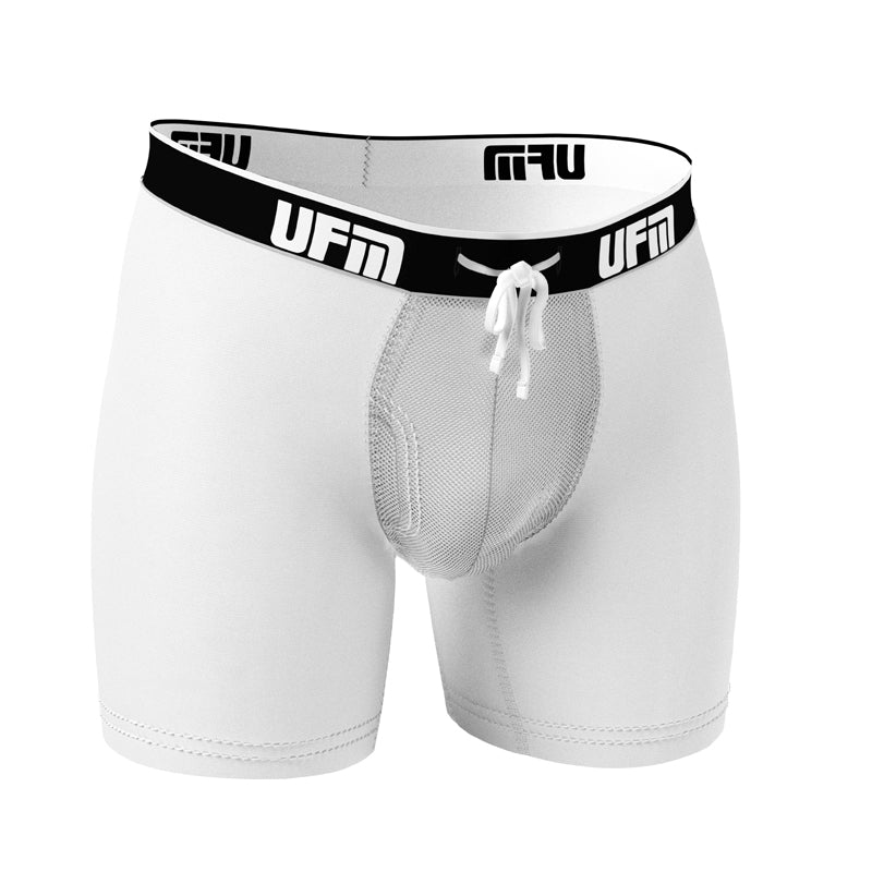 UFM Mens Underwear, 9 Inch Inseam Poly-Spandex Mens Boxer Briefs,  Adjustable REG Support Pouch Mens Boxers, 40-42(XL) Waist, Gray