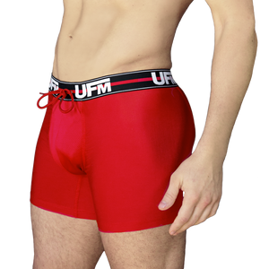 UFM Mens Underwear, 6 Inch Inseam Poly-Spandex Mens Boxer Briefs,  Adjustable REG Support Pouch Mens Boxers, 32-34(M) Waist, Tundra 