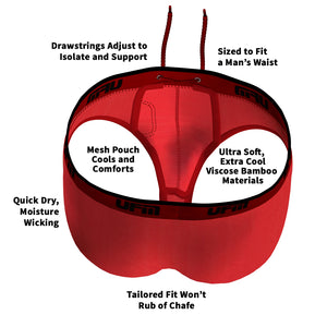 UFM Mens Underwear, Polyester-Spandex Mens Briefs, Regular and Adjustable  Support Pouch Men Underwear, 40-42 waist, Red